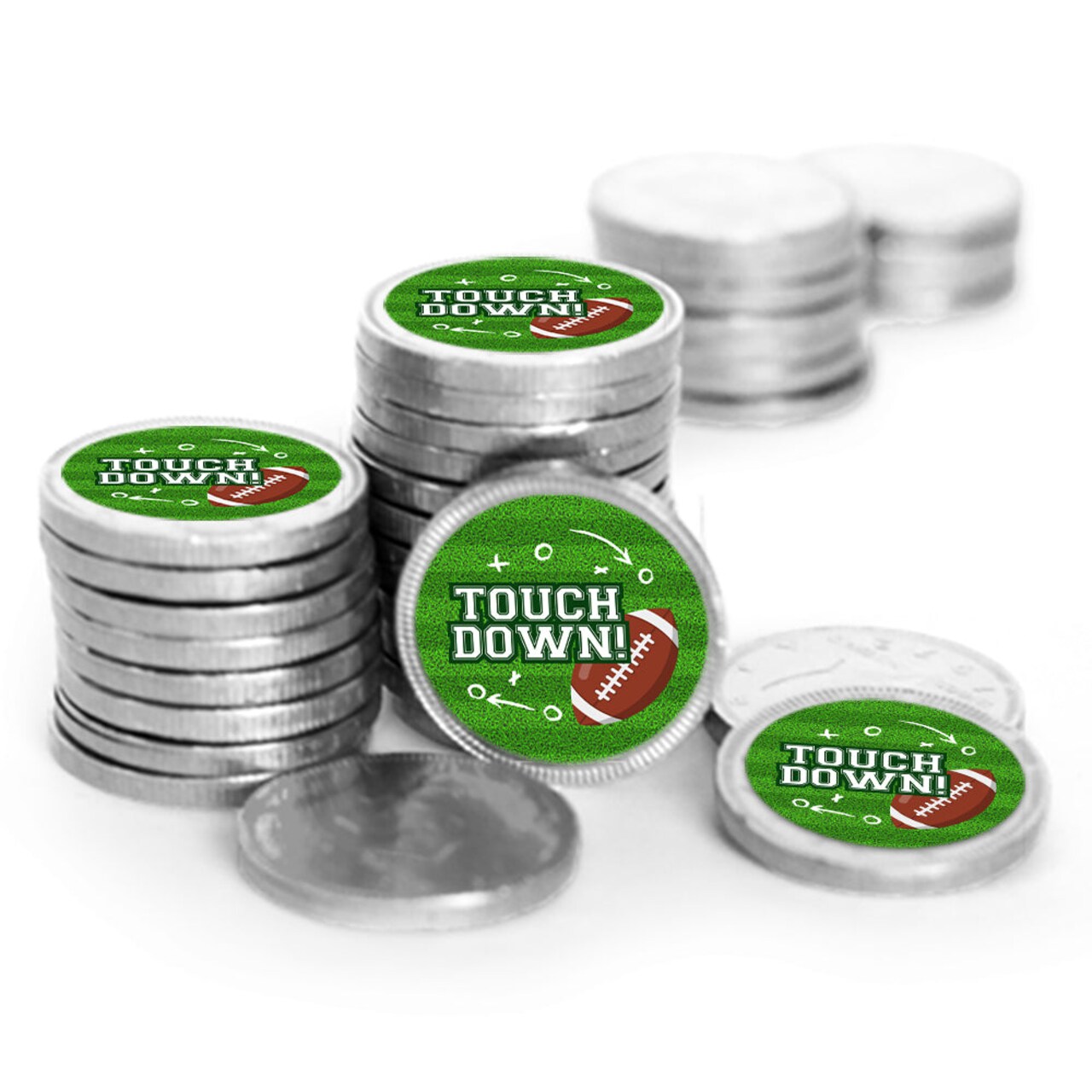 80 Pcs Football Party Candy Favors Chocolate Coins with Silver Foil